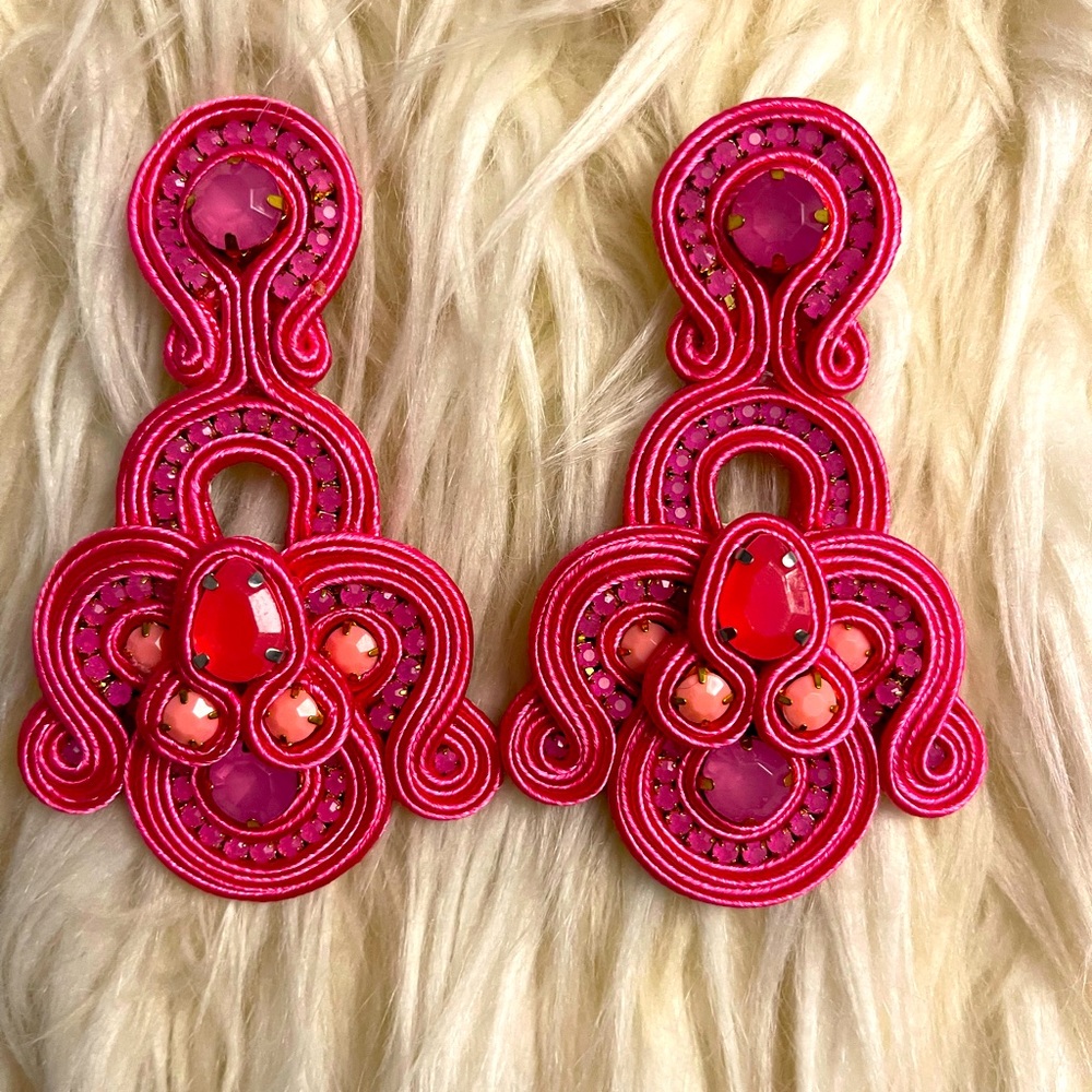 Pink handmade earrings